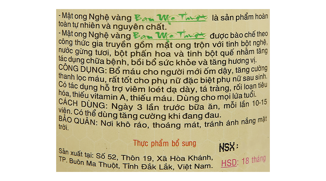 Viên mật ong nghệ vàng Ban Mê Thuột hũ 250g - 11